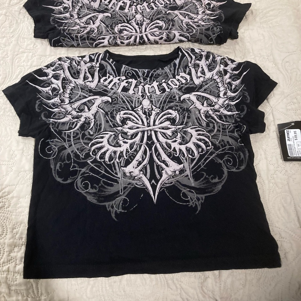 Affliction Black Crop Graphic Short Sleeve Tee